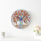 ステンドグラス「魔法の木」バージョン2 ラージ壁時計 (ホーム)