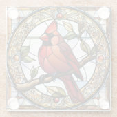 ステンドグラス（鳥）ショウジョウコウカンチョウメモリアル贈り物アイディア ガラスコースター (裏面)