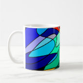 ステンドグラス（鳥）ショウジョウコウカンチョウ抽象デザイン コーヒーマグカップ (左)