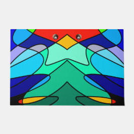 ステンドグラス（鳥）ショウジョウコウカンチョウ抽象デザイン ドアマット