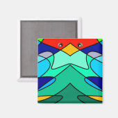 ステンドグラス（鳥）ショウジョウコウカンチョウ抽象デザイン マグネット (正面/裏面)