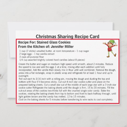 ステンドグラスCookieレシピ共有クリスマス シーズンカード (裏面)