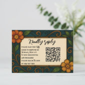 ステンドグラスQRコードウェディングRSVPカード 出欠カード (スタンド正面)