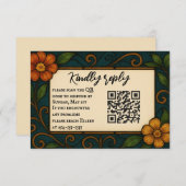 ステンドグラスQRコードウェディングRSVPカード 出欠カード (正面/裏面)