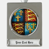 ステンドグラスTudorの家の王室のな紋章付き外衣 シルバープレートバナーオーナメント (正面)