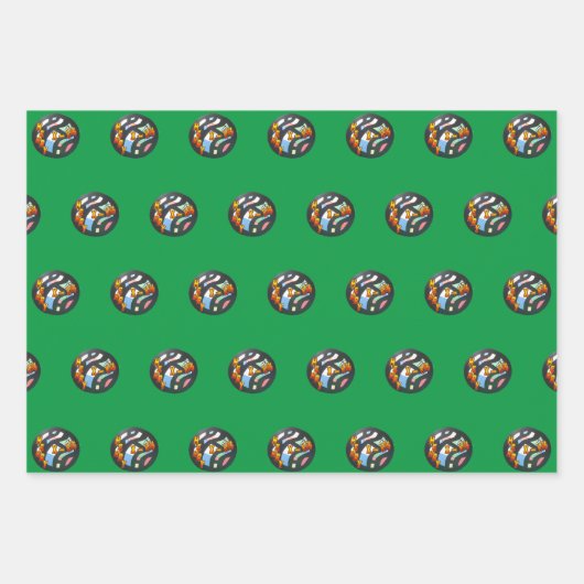 ステンドグラスX – マスのお客様。折り返し紙シート ラッピングペーパーシート (正面)