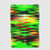 ステンドグリーンと赤の生成抽象芸術ジグザグ ゴルフタオル (正面)