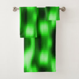 ステンドグリーンと黒のスタイルガラスが円形に挿入 バスタオルセット