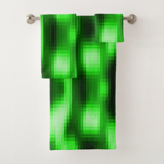 ステンドグリーンと黒のスタイルガラスが円形に挿入 バスタオルセット (インサイチュ)