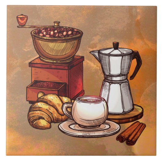 ステンドコクールーヒードデコ – セラミックタイル (正面)