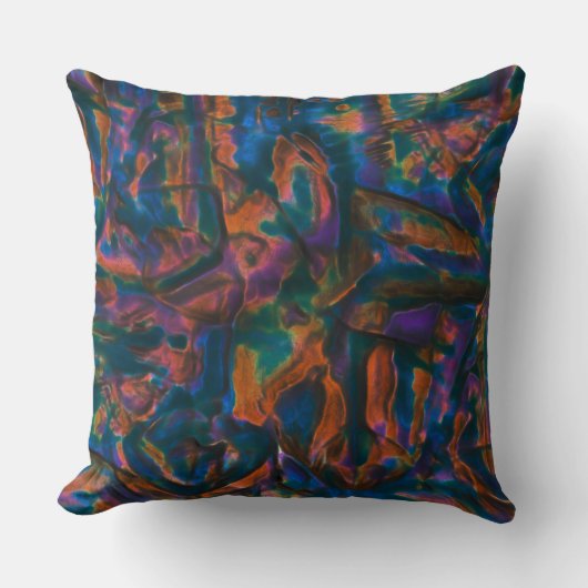 ステンドデントブルーの色合いの老朽銅 クッション (正面)