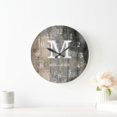 ステンドパレ素朴ットウッドファミリー名モノグラム ラージ壁時計 (ホーム)