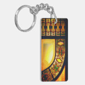 ステンドビクトリアングラスのエレガント黒い金ゴールド キーホルダー (正面左)