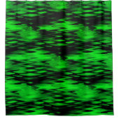 ステンドブラックとグリーンの形成抽象芸術がジグザグに シャワーカーテン (正面)