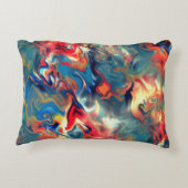 ステンドブルーと赤い色合い、デジタルサテン絵を描 アクセントクッション (裏面)