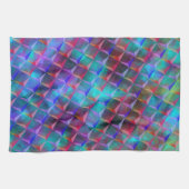 ステンドブルーの薄紫と3Dまたはピンクの三角形 キッチンタオル (横)