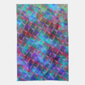 ステンドブルーの薄紫と3Dまたはピンクの三角形 キッチンタオル (縦)