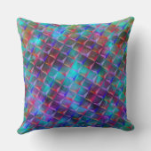 ステンドブルーの薄紫と3Dまたはピンクの三角形 クッション (裏面)