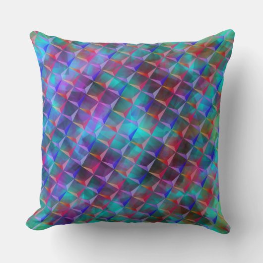 ステンドブルーの薄紫と3Dまたはピンクの三角形 クッション (正面)