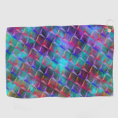 ステンドブルーの薄紫と3Dまたはピンクの三角形 ゴルフタオル (横)