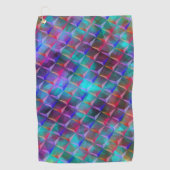 ステンドブルーの薄紫と3Dまたはピンクの三角形 ゴルフタオル (正面)