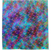 ステンドブルーの薄紫と3Dまたはピンクの三角形 シャワーカーテン (正面)