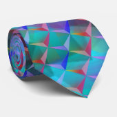 ステンドブルーの薄紫と3Dまたはピンクの三角形 ネクタイ (ロール)