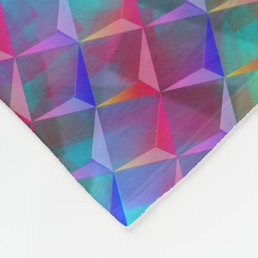 ステンドブルーの薄紫と3Dまたはピンクの三角形 フリースブランケット (角)