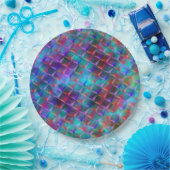 ステンドブルーの薄紫と3Dまたはピンクの三角形 ペーパープレート (パーティー)