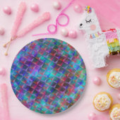 ステンドブルーの薄紫と3Dまたはピンクの三角形 ペーパープレート (パーティー)