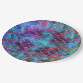 ステンドブルーの薄紫と3Dまたはピンクの三角形 ペーパープレート