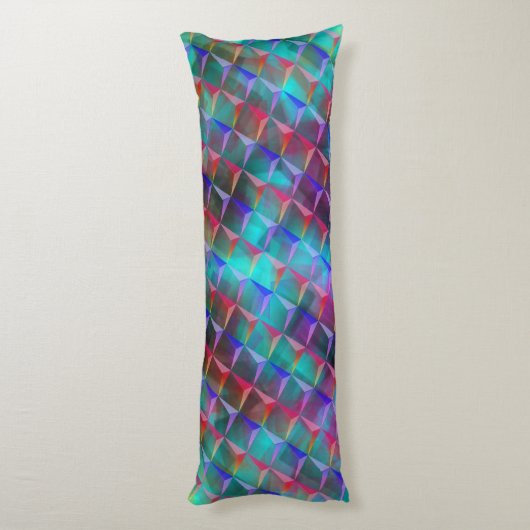 ステンドブルーの薄紫と3Dまたはピンクの三角形 ボディピロー (裏面 (縦))