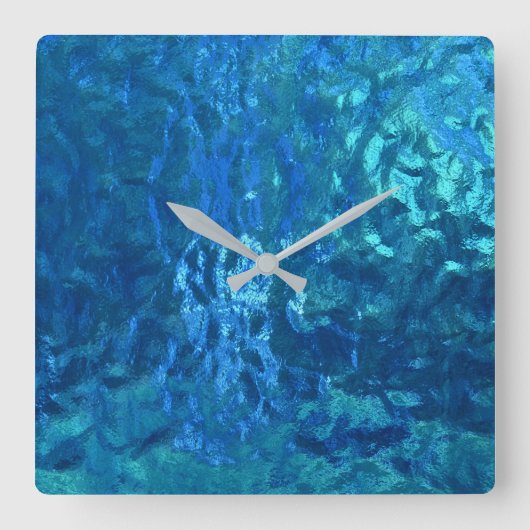 ステンドブルーガラスマクロ スクエア壁時計 (正面)