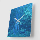 ステンドブルーガラスマクロ スクエア壁時計 (傾斜)