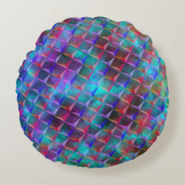 ステンドブルー薄紫および3Dまたはピンクの三角形トート ラウンドクッション