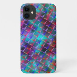 ステンドブルー薄紫および3Dまたはピンクの三角形トート iPhone 11 ケース