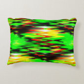 ステンドレッドとグリーンの形成抽象芸術がジグザグに アクセントクッション (裏面)