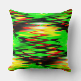 ステンドレッドとグリーンの形成抽象芸術がジグザグに クッション