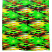 ステンドレッドとグリーンの形成抽象芸術がジグザグに シャワーカーテン (正面)