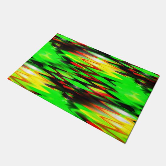 ステンドレッドとグリーンの形成抽象芸術がジグザグに ドアマット (アングル)