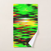 ステンドレッドとグリーンの形成抽象芸術がジグザグに バスタオルセット (ハンドタオル)