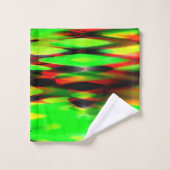 ステンドレッドとグリーンの抽象芸術をジグザグまたは バスタオルセット (ウォッシュタオル)