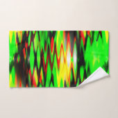 ステンドレッドとグリーンの抽象芸術をジグザグまたは バスタオルセット (ハンドタオル)