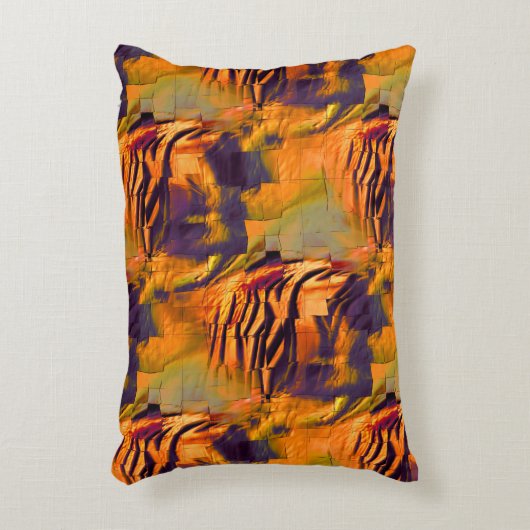 ステンド抽象芸術モザイクスケッチ、素朴な燃焼金ゴールド アクセントクッション (正面(垂直))