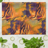 ステンド抽象芸術モザイクスケッチ、素朴な燃焼金ゴールド キッチンタオル (折り畳み)