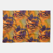 ステンド抽象芸術モザイクスケッチ、素朴な燃焼金ゴールド キッチンタオル (横)