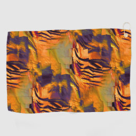 ステンド抽象芸術モザイクスケッチ、素朴な燃焼金ゴールド ゴルフタオル