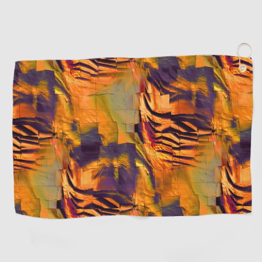 ステンド抽象芸術モザイクスケッチ、素朴な燃焼金ゴールド ゴルフタオル (横)