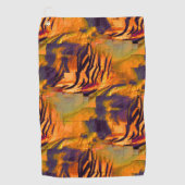 ステンド抽象芸術モザイクスケッチ、素朴な燃焼金ゴールド ゴルフタオル (正面)