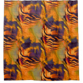 ステンド抽象芸術モザイクスケッチ、素朴な燃焼金ゴールド シャワーカーテン (正面)